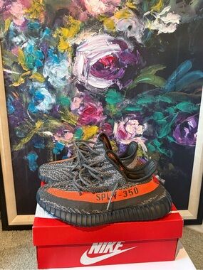 Yeezy Boost 350 V2 Grey with Orange Stripe